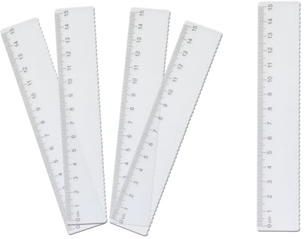 Lot de 5 règles en plastique transparent de 15 cm avec graduations métriques et pouces, graduations en centimètres, pour l'école, le bureau, la maison