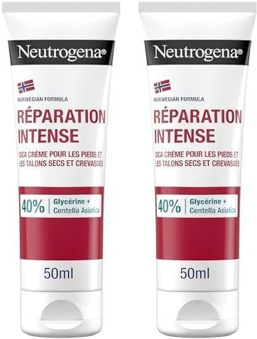 Neutrogena - Crème Pieds & Talons Crevassés Réparation Intense Formule Norvégienne (tube de 50 ml) – Crème hydratante avec 40% de glycérine + Centella Asiatica – Cica crème réparatrice pour les pieds