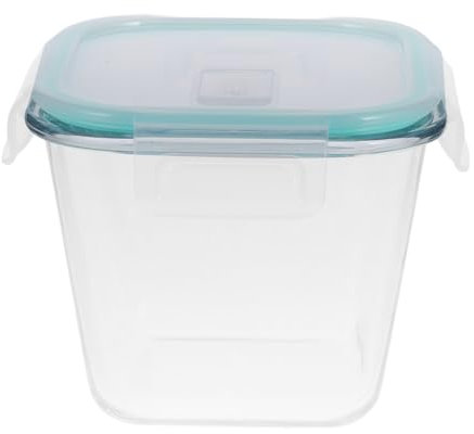 Sosoport Contenitore Ermetico in Vetro Quadrato Coperchio Trasparente Blu Per Microonde, Ciotola Sigillata Per Zuppe e Insalate, Riutilizzabile e Impilabile Per Preparazione Pasti e Trasporto