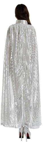 Costume à capuche à paillettes pour homme et femme - Costume de carnaval - Cosplay adulte - Cape à paillettes - Écharpe jaune