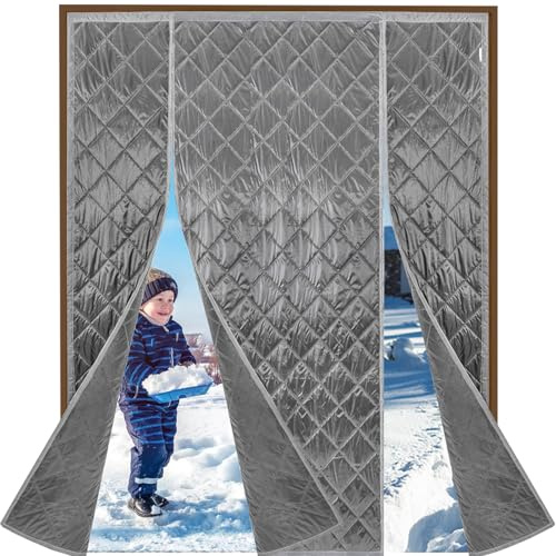 FYHDSH Fenêtre Rideau Magnétique de Protection Thermique pour Portes, Rideau de Porte Isolant Thermique, Étanche, Coupe-vent, Pas de perçage nécessaire, 140x220cm, gris