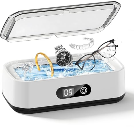Nettoyeur à Ultrasons 49 kHz, Capacité 650 ml, Nettoyage à 360°, Appareil de Nettoyage pour Lunettes, Bijoux et Pinceaux de Maquillage