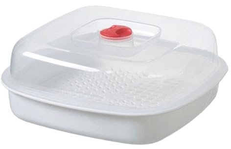 Vapore per verdure a microonde - Cestello da cucina adatto agli alimenti per il riscaldamento a vapore e la cottura - per il microonde per il riscaldamento con coperchio - di verdure