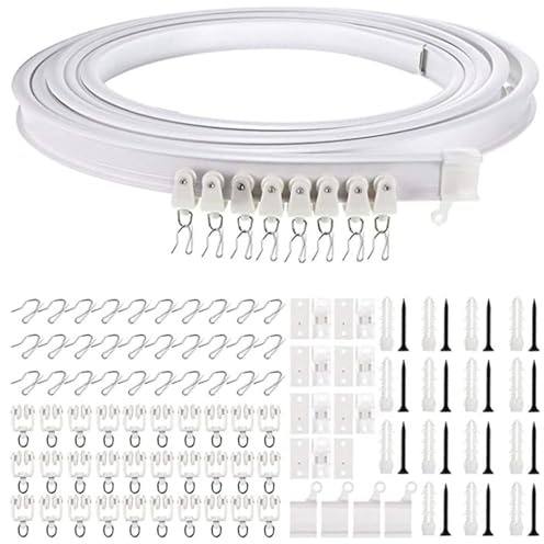 Kraftig gardinstång med remskivkrok, vit ABS och PVC för enkel installation - utomhus gardintillbehör, perfekt för hem- och trädgårdsdekor.