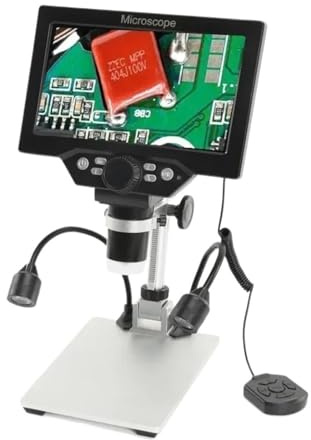 Industriella mikroskop 7 Tums Digitalmikroskop 1200x Kontinuerlig Zoom HD 12MP Industrimikroskop Justerbart Stativ Inbyggt Batteriförstoringsglas Klar Bildkvalitet
