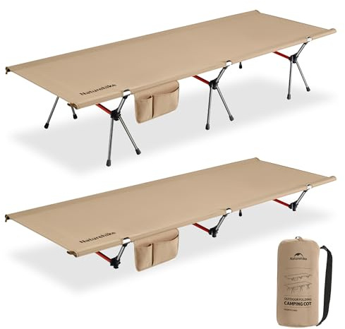 Naturehike Campingsäng, hopfällbar, 190 × 70 cm, bärbar, fältsäng, vikbar, lätt, hopfällbar säng, campingsäng upp till 150 kg, resesäng för vandring, hem, tält, utomhus, kontor, trädgård (brun