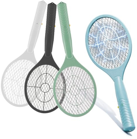 COM-FOUR® 4x Elektrisk Flugsmälla 46 cm, Myggracket Batteridriven, Insektsdödare, Elektrisk Flugfångare för Hem och Trädgård [Färger Sorterade] (4 stycken - blandade färger)