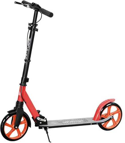HOMCOM Patinete Plegable para Adultos 91,5x36,5x91-104 cm Verde | Scooter Ligero, Manillar Ajustable, Grandes Ruedas Ø200 mm, Amortiguador y Freno, Aluminio, Carga 100 kg