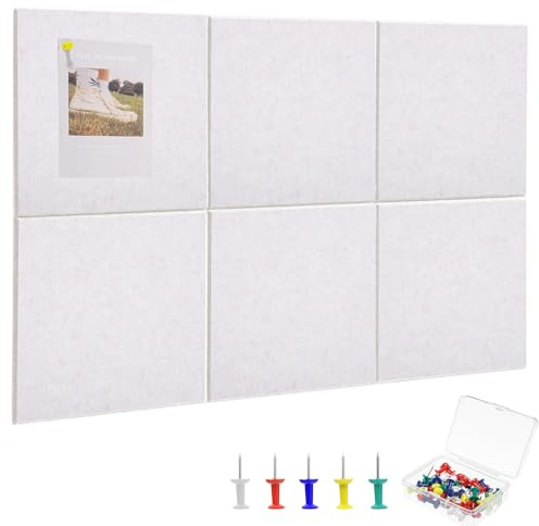 6 Pack Cork Board Alternative 28 x 19, Pin Board, Felt Bulletin Boards | Includes Pushpins & 35 Removable Adhesive Tabs, High-Density, Notice Boards for Wall Office Home Decor (Oatmeal)