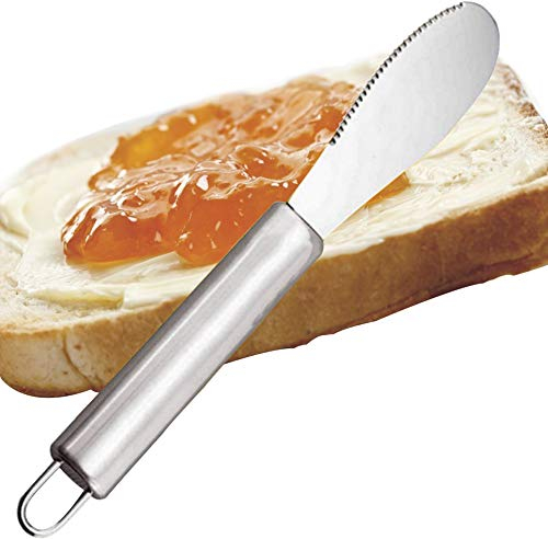 Dyda6 Edelstahl-Butterverteiler, gezackte Schneidkante, Buttermesser, Multifunktions-Sandwichmesser, Küchenhelfer zum Verteilen von Butter, Creme, Käse (Silber)