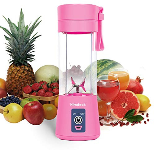 Mini Frullatore Portatile per Frullati portatile Macchina per miscelatore di frutta elettrica portatile a sei lame 380mL Mini tazza di spremiagrumi di ghiaccio ricaricabile USB (rosa)