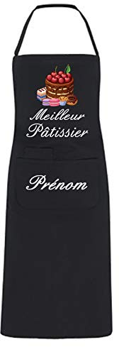 YONACREA - Tablier de Cuisine PERSONNALISABLE - Meilleur Pâtissier - NOIR