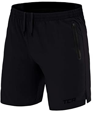 TCA Elite Tech Pantaloncini Corti Uomo Sportivi da Corsa con Tasche Laterali con Zip - Nero, L