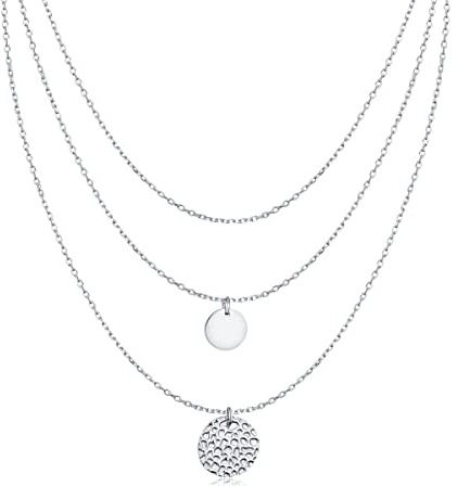 Colgante de mujer original triple con dos medallones. Cadena de acero quirúrgico bañada en plata/oro para mujer, niña ideal para regalo del día de la madre, cumpleaños, aniversario. Joyeria mujeres