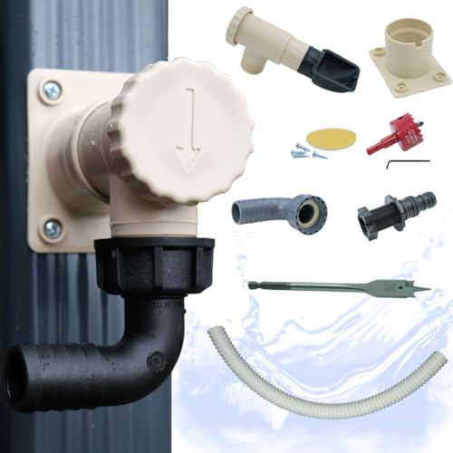 Collecteur d'eau de Pluie - Kit Complet - Fabrication Francaise - Conduits Rectangulaires 60x80 mm - Blanc