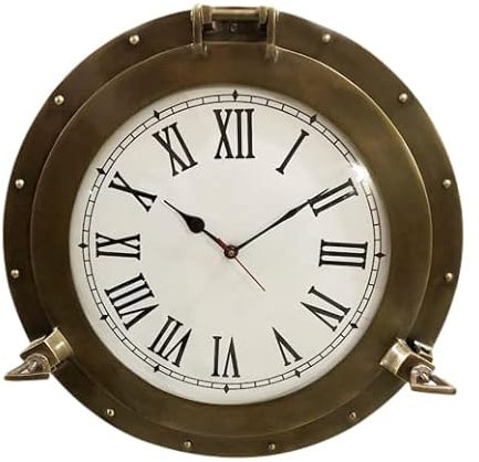 Better Buy Handicraft Orologio da parete vintage in ottone anticato marino con nave, 43 cm, decorazione per la casa