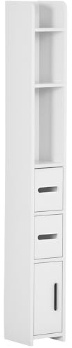 kleankin Meuble Colonne de Salle de Bain Armoire Toilette Haute avec étagères et placards - 15 x 17 x 120 cm - Blanc