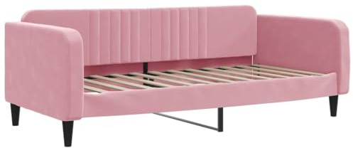 vidaXL Letto da Giorno Rosa 100x200 cm in Velluto, Divano Letto, Divano Letto Singolo, Divano Letto in Velluto, Letto per Ospiti, Divano Letto Moderno