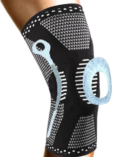 NEO X-PRO Ginocchiera Ortopedica a Compressione – Stabilizzatori Laterali e Cuscinetto Rotuleo – Supporto per Ginocchio, Menisco e Legamenti – Donna e Uomo – Ginocchiera Trekking (XL, Nero)
