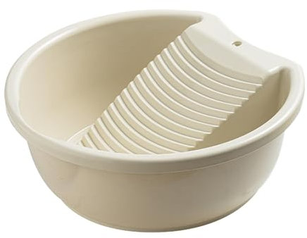 Gralara Bacinella per Vestiti per Lavare Le Mani, Forniture per Il Bucato, Bacinella per Vestiti Antiscivolo, beige bianco