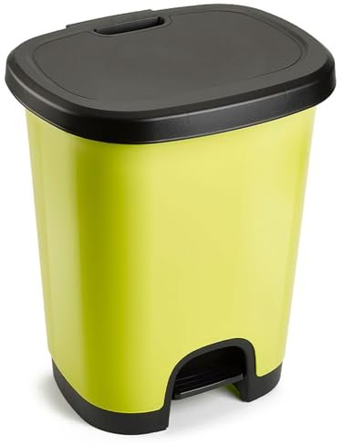 Acan Tradineur - Cubo de Basura con Pedal - Fabricado en Plástico - Capacidad de 27 litros - 45 x 38 x 32 cm - Color Amarillo y Negro