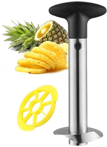 Lyoveu Coupe Ananas Et Evideur, Coupe Ananas INOX, Découpe Ananas en Acier Inoxydable 3-en-1,Coupe-Ananas pour Éplucher, Coupe-Ananas pour Éplucher, Évider Et Trancher Le Fruit-Black