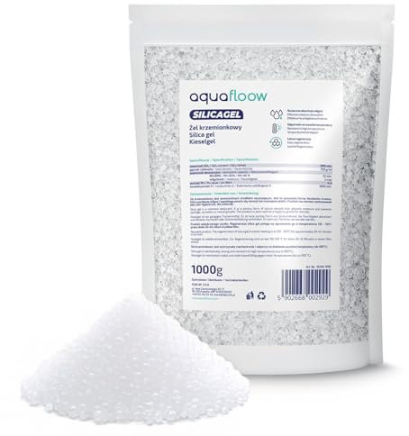 Aquafloow 1000g Silica Gel, deshumidificador desecante sin indicador, eficaz absorbente y versátil, contra el moho y la corrosión, la humedad y el vaho en el coche