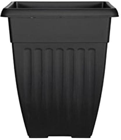 KetoBarrow Large Tall Planter Square Plastic Garden Flower Plant Pot for Patio Garden or Indoor Plants Black (1)