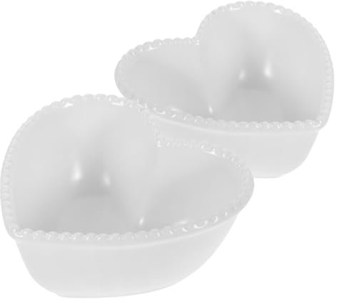 ULTECHNOVO 2 Pièces Plaque De Cœur Pêche Bol De Pudding Coeur Bol à Pudding En Forme De Coeur Ramequin Crème Brûlée Jolis Bols à Soupe Jolis Bols En Céramique Blanche Céramique