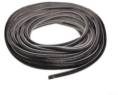 Yuanpgky Striscia paraspifferi a spazzola, 10 m, guarnizione per battente, guarnizione per porte, finestre, antipolvere, antivento, insonorizzante, 5 mm x 6 mm