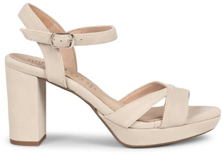 miMaO Sandalias Beige de Fiesta con tacón Alto y Plataforma, EU 39