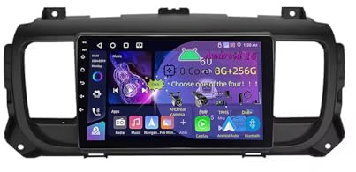 AutorRadio estéreo para automóvil Android 15 de 9 pulgadas con pantalla táctil doble DIN para Citroën Jumpy 2016-2021 CarPlay AHD cámara de visión trasera navegación GPS controles en el volante y Blue