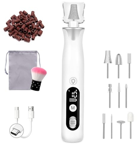 Electric Nail Drill Kit, Professional Cordless Electric Nail File for Acrylic Gel Dip Powder Nails Portable Nail Machine Kit Manicure Pedicure Tools Set with Nail Drill Bits Sanding Bands