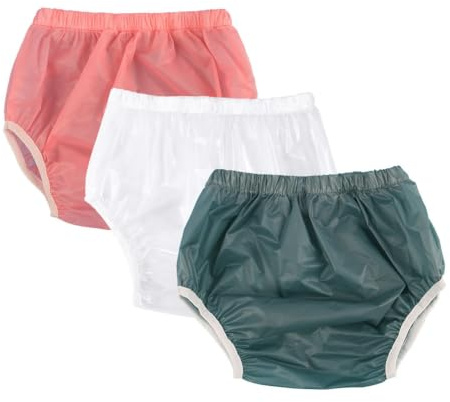 Vuxna Återanvändbara inkontinenser Underkläder Blöjöverdrag med | Slitstarka läckagesäkra underkläder for inkontinens att använda med blöjor och kalsonger(Pink+White+Grey,Medium)