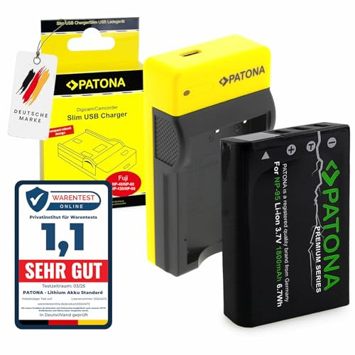 PATONA Premium Batteria NP-95 con Slim USB-C Caricatore Compatibile con Fuji Fujifilm FinePix F30 F31 X-S1 X30 X70 X100 X100S X100T Real 3D W1