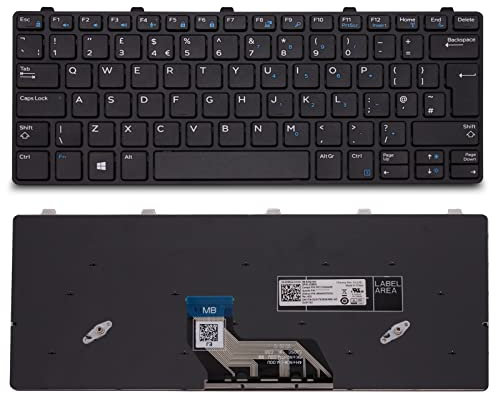 AJPARTS UK New Replacement For Dell Latitude 11 3180, Latitude 11 3189, Latitude 11 3190 Compatible DP/N 0X98D4, X98D4 Laptop Non-Backlit UK Layout English QWERTY Keyboard with £ Key Black Frame