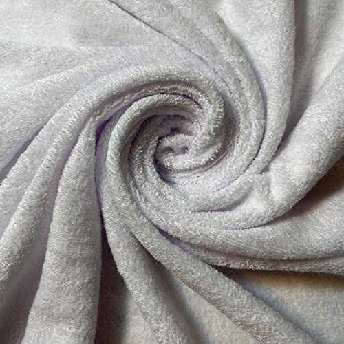 Tela de rizo de algodón y bambú, color azul rey/lila, material de 58 pulgadas (por metro) (blanco)