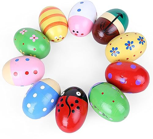 Wooden Egg Shakers Percussion Musical Instrument ToyEaster Wooden Egg Shakers, Lovely Colorful Interactive Funny Portable Maracas Egg Maracas Eggfor EasterShakers