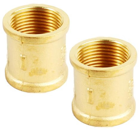 Manicotto in Ottone,2 Pcs manicotti in ottone 3/4 pollici Raccordi a Vite Femmina Raccordi Filettati Interni Doppio Manicotto in Ottone per Tubo di Collegamento
