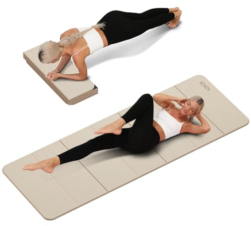 IDIDI Foldable Yoga Mat Extra Thick 0.32 Inches(8mm) - SGS Certified POE Material Exercise Mat, Non-Slip Design Fitness Mats, Multi-Purpose Workout Mats for Studio or Home Use