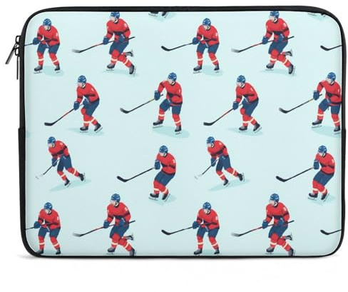 Housse Ordinateur Portable Joueurs De Hockey sur Glace Imprimer Pochette De Protection Laptop Sleeve À La Saleté Étanche Sacoche Ordinateur, pour Hommes, Office, Ordinateur Portable, 15In