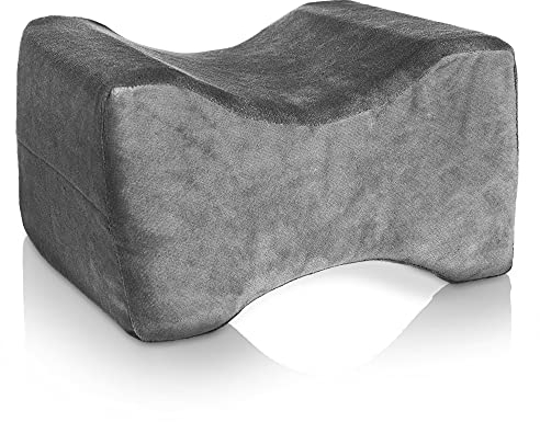LIVIVO Memory Foam Leg Pillow Orthopaedic Reduce Pain Back Hips Knee Cushion Support With Cover (Grey)