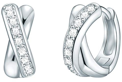 Rafaela Donata Damen Creolen aus 925/- Sterling Silber mit Zirkonia - Silbercreolen Klappcreolen