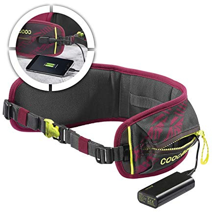 Coocazoo Hüftgurt „TecCheck Berry“, Beere, integrierter Power Pack, USB-Ladeport, 4000 mAh, inklusive Micro-USB-Ladekabel, ergonomischer Sitz, ab der 5. Klasse