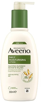 Aveeno Daily Moisturising Crema Idratante Corpo, Crema corpo con Avena Colloidale Prebiotica, Lozione corpo per pelli normali, secche e sensibili, Body lotion senza profumo, 300 ml