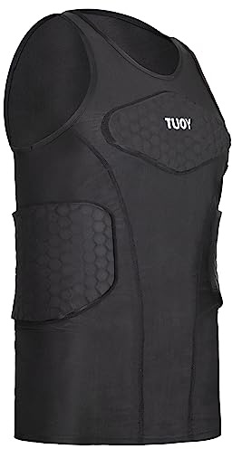 DGYAO Rugby Padded Compression Vest Sleeveless Shirt Chest Rib Back Protective Top for Men Big Boys