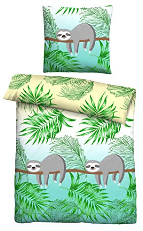 biberna 0044500 Linon-Bettwäsche apfelgrün 1x 135x200 cm + 1x 80x80 cm