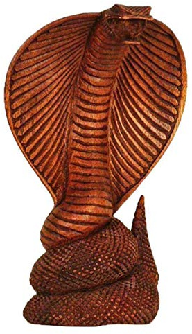 Simandra Kobra träfigur skulptur abstrakt träfigur staty Afrika Asien handgjord dekoration kobra (25 cm)