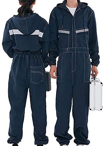 Sicherer Schweißer-Overall, strapazierfähiger Schweißer-Overall mit Taschen-Reflexstreifen-Boiler-Anzug Poly-Baumwoll-Schutz-Sicherheits-Arbeitskleidung für Männer, Frauen, Herren (Color : L)