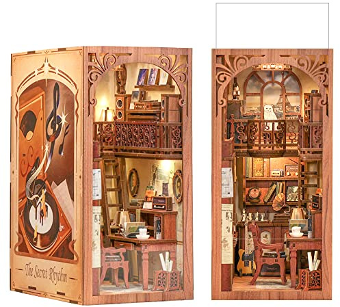 CUTEBEE Book Nook Kit- DIY dockhus med LED，Kreativ bokhylledekoration，Den underbara musikvärlden，En överraskningspresent som passar vuxna (The Secret Rhythm)
